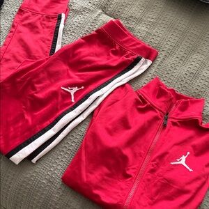 Jordan Red Kids Track Jacket & Pants with White Jumpman